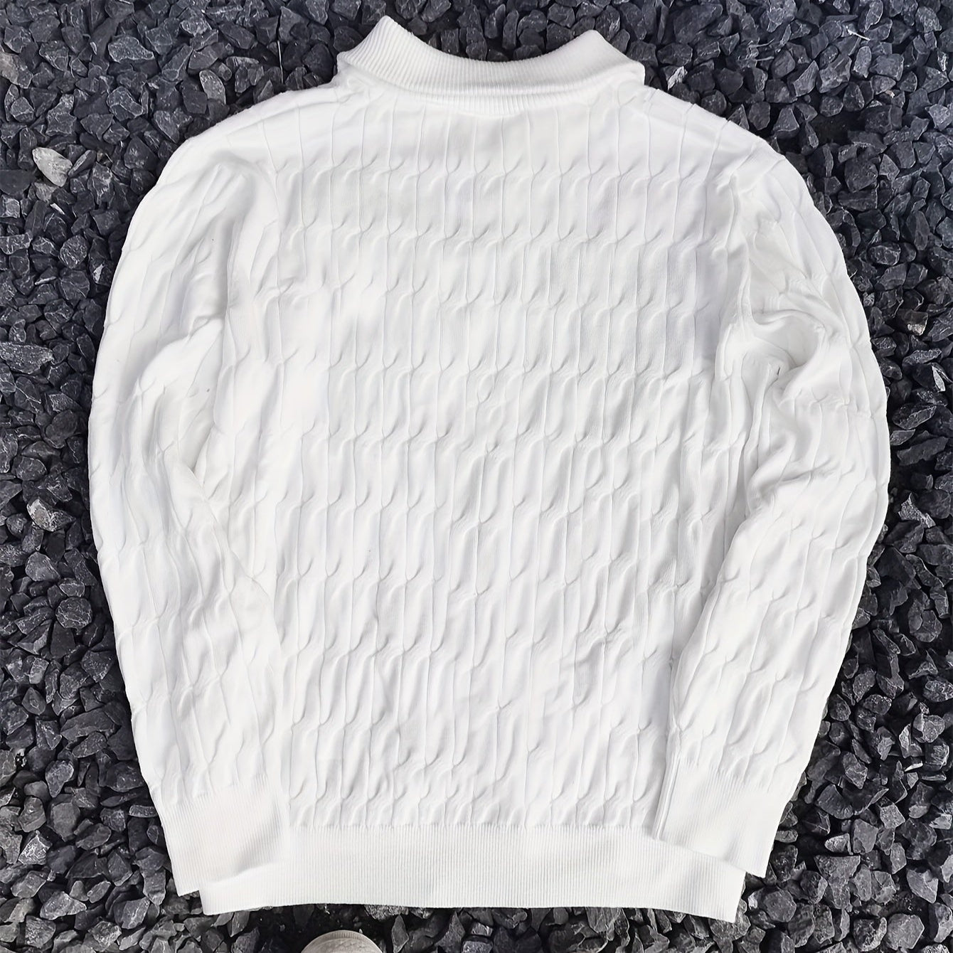 Herr Stickad Pullover med Rund Hals och Halv Dragkedja