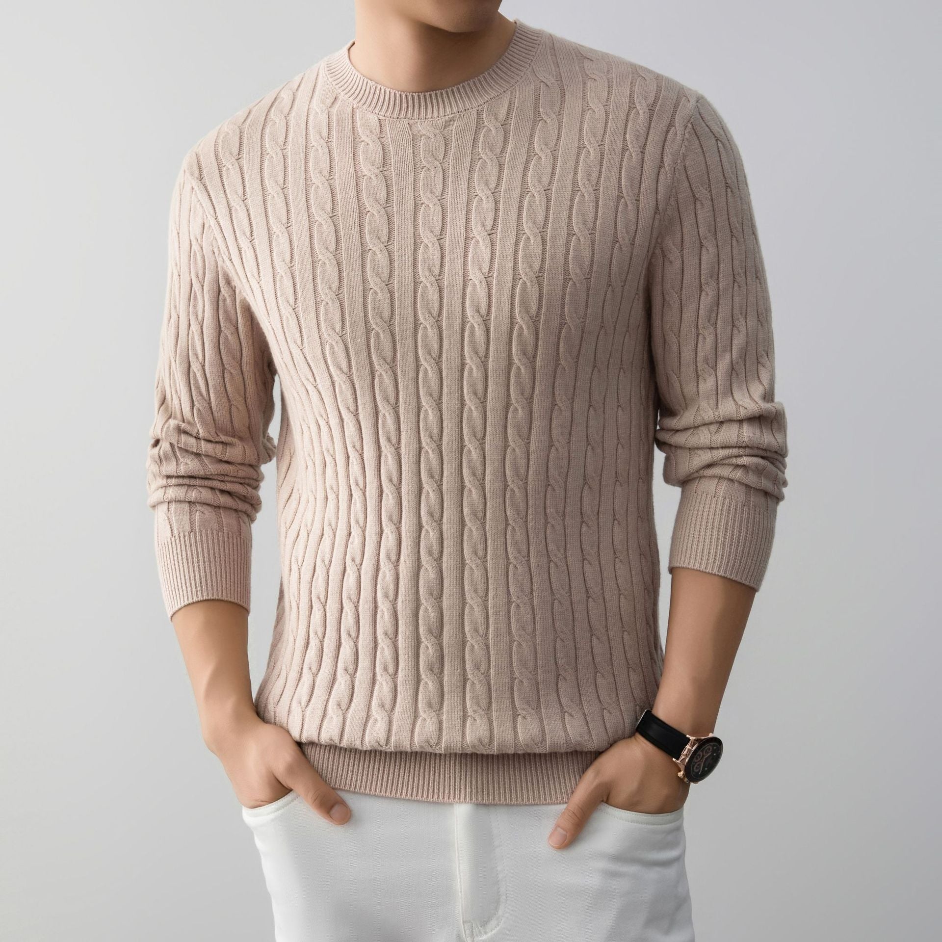 Herr Jacquard Pullover Långärmad Lös Passform