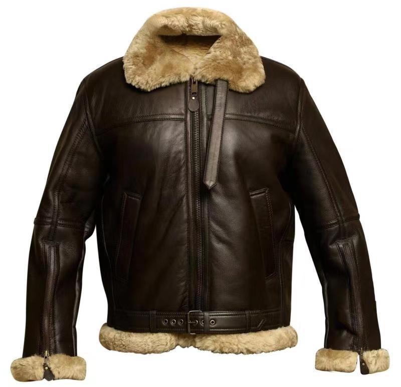 Herr Vinterjacka i Shearling med Strukturerad Passform och Isolering