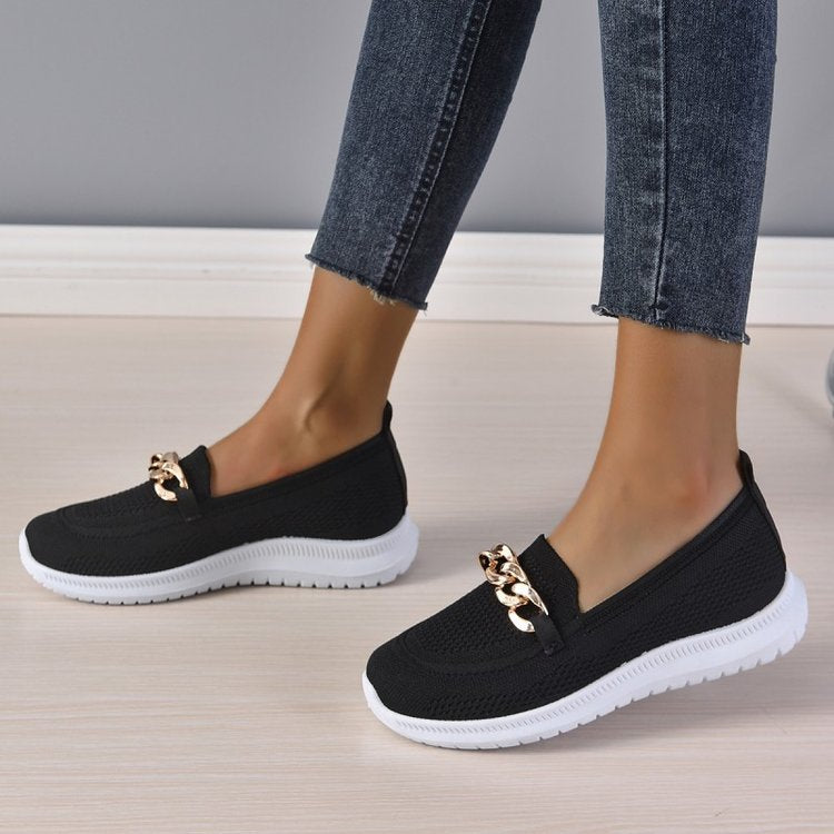 Damskor I Mesh Med Rund Tå Och Medellång Klack, Slip-On-Design