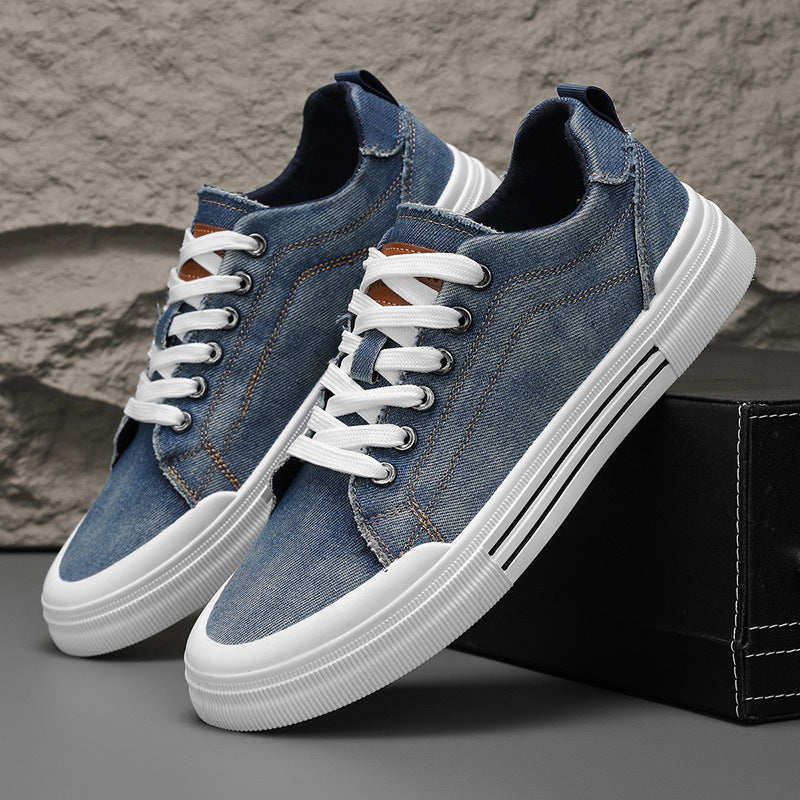 Herr Sneakers Låga Snörskor Platta Klackar Rund Tå