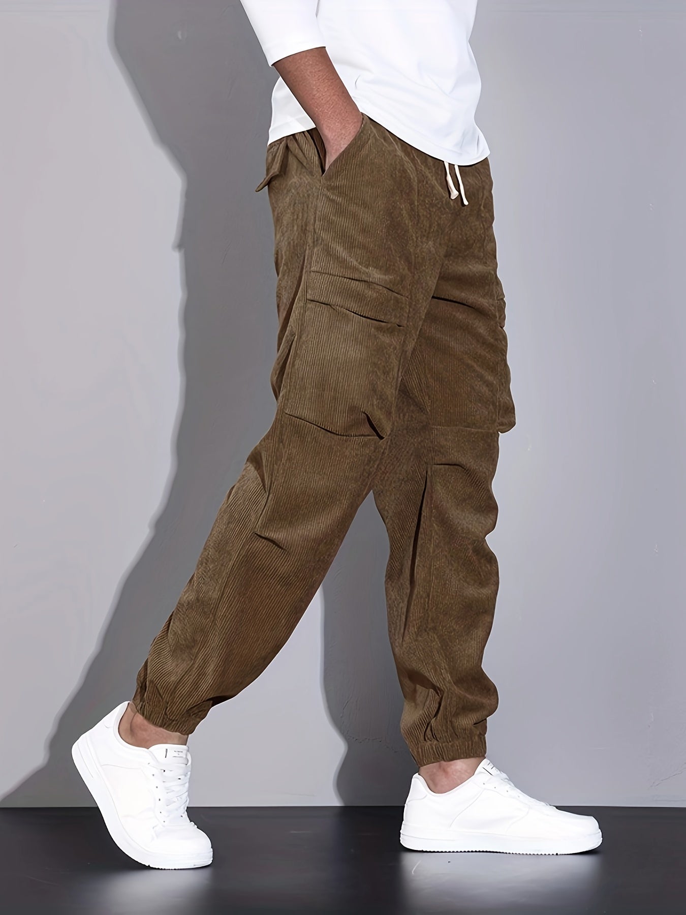 Herr Corduroy Joggers Avslappnad Skräddarsydd Passform