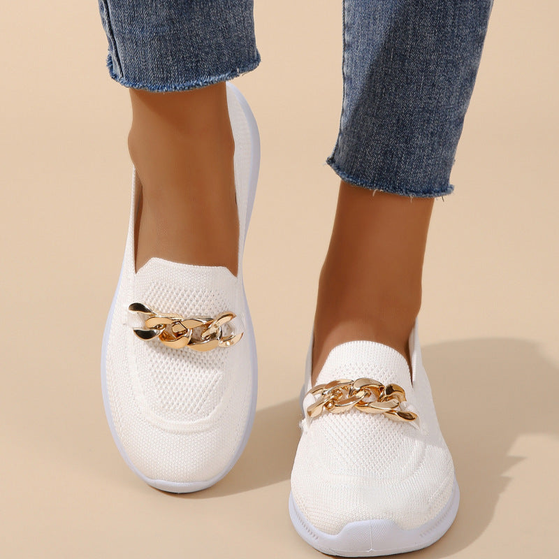 Damskor I Mesh Med Rund Tå Och Medellång Klack, Slip-On-Design