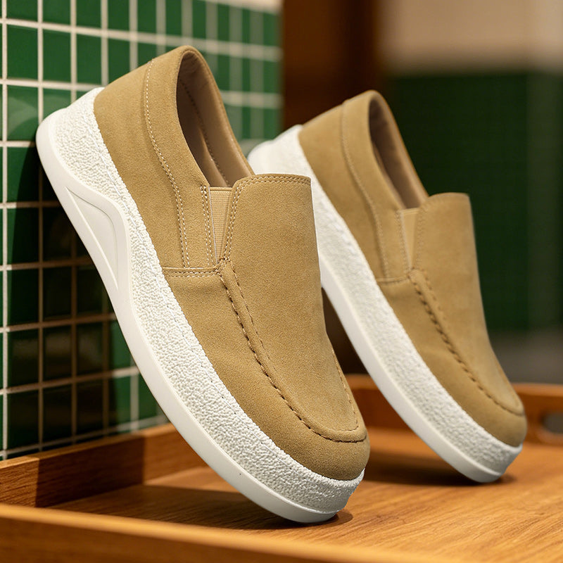 Herr Vår- Och Höstslip-On Casual Sneakers Med Mikrofiberläder Ovandel