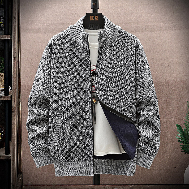 Herr Sweatercoat med Dragkedja Långärmad och Lös Passform