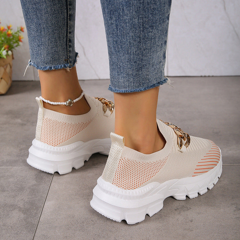 Damskor I Mesh Med Slip-On-Detaljer Och Platt Sula