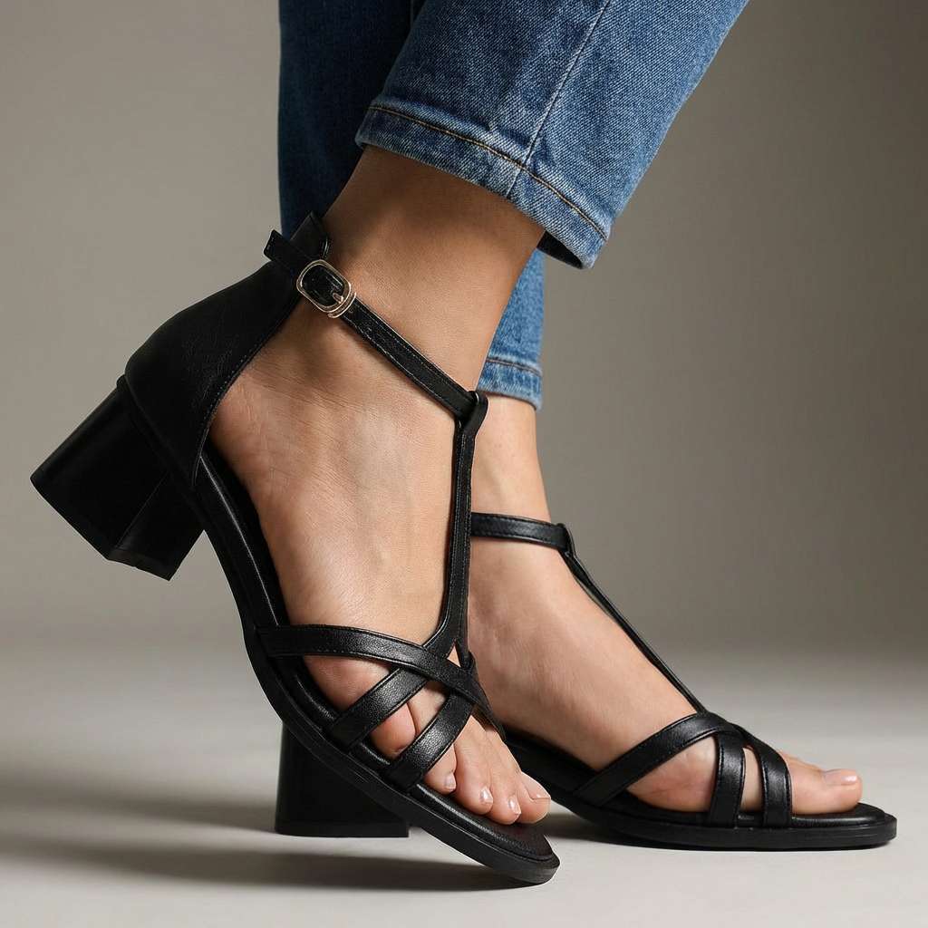 Dam T-Rem Block Heel Sandals Stödjande Mjuk Sula