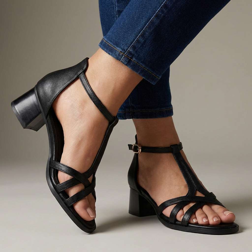 Dam T-Rem Block Heel Sandals Stödjande Mjuk Sula