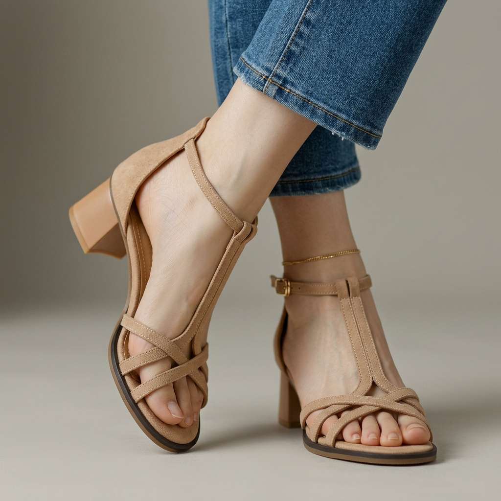 Dam T-Rem Block Heel Sandals Stödjande Mjuk Sula