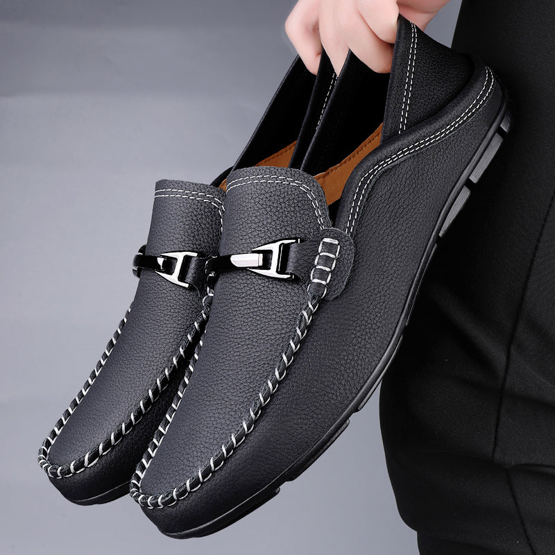 Herr Loafers Med Metallspänne Och Gummiyttersula