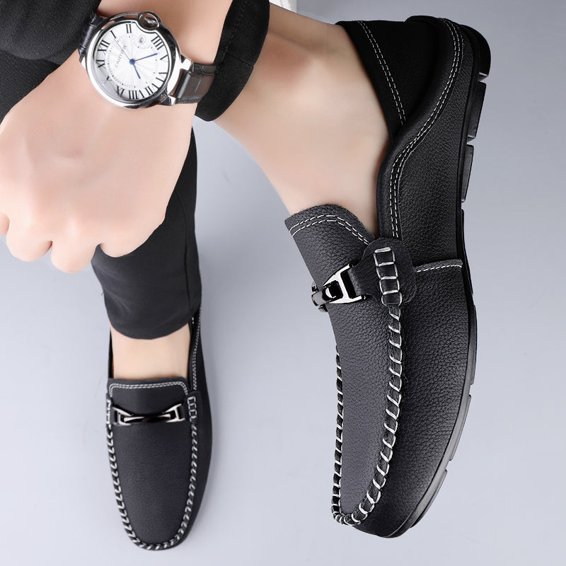 Herr Loafers Med Metallspänne Och Gummiyttersula