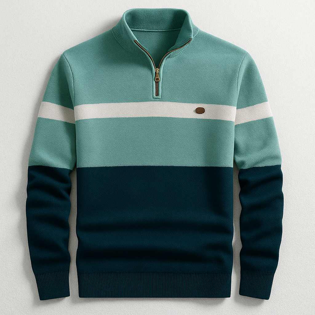 Herr Pullover Kvartsdragkedja Tailored Fit Stickad