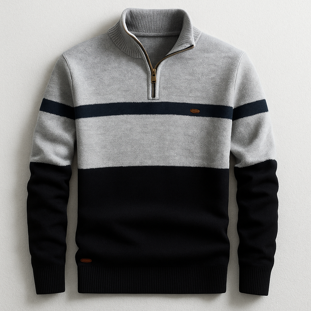 Herr Pullover Kvartsdragkedja Tailored Fit Stickad