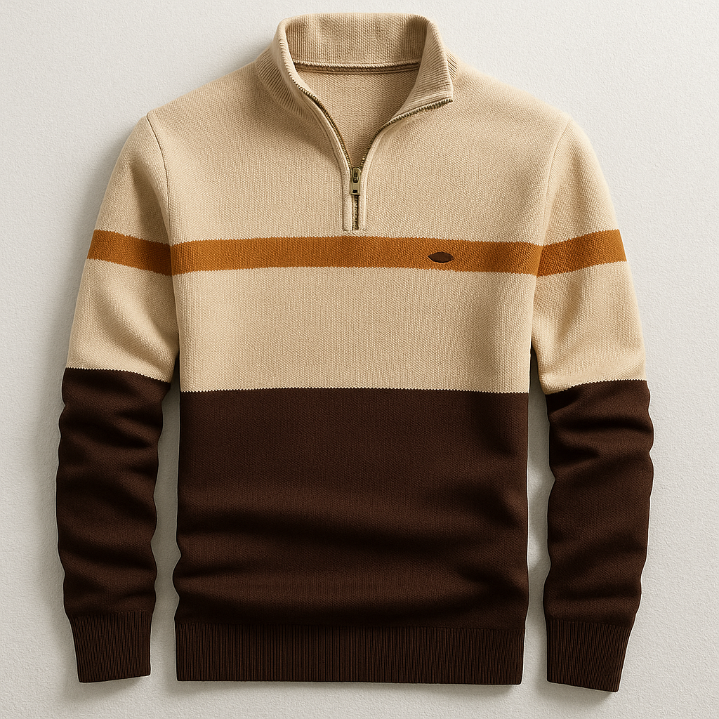 Herr Pullover Kvartsdragkedja Tailored Fit Stickad