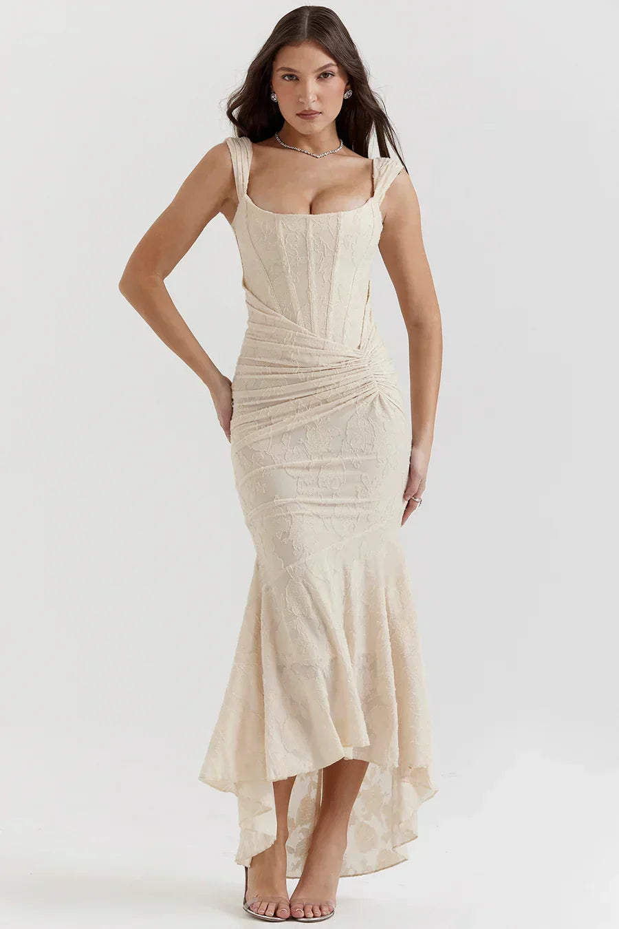 Kvinnors Off Shoulder Korsett Aftonklänning Maxi