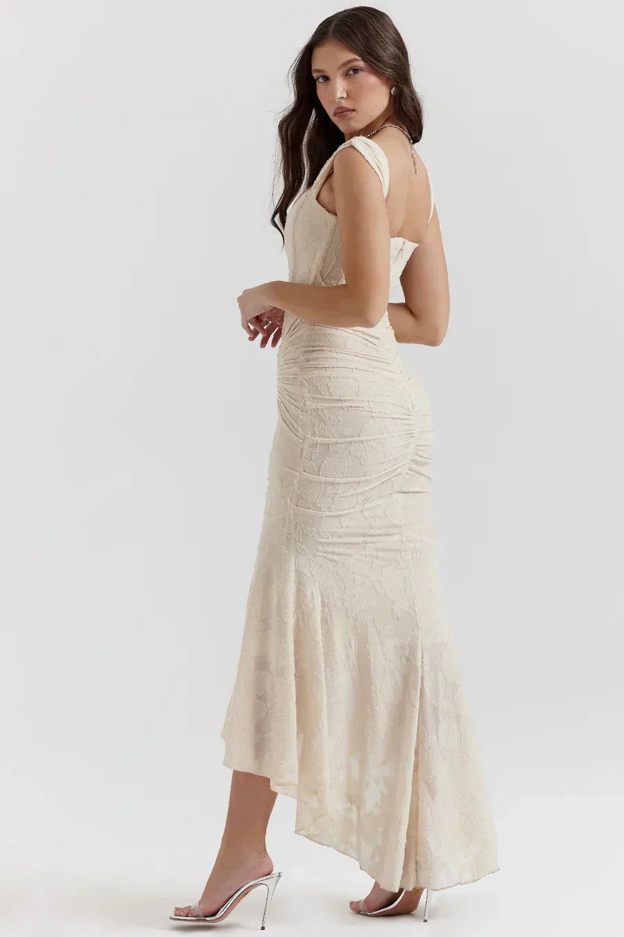 Kvinnors Off Shoulder Korsett Aftonklänning Maxi