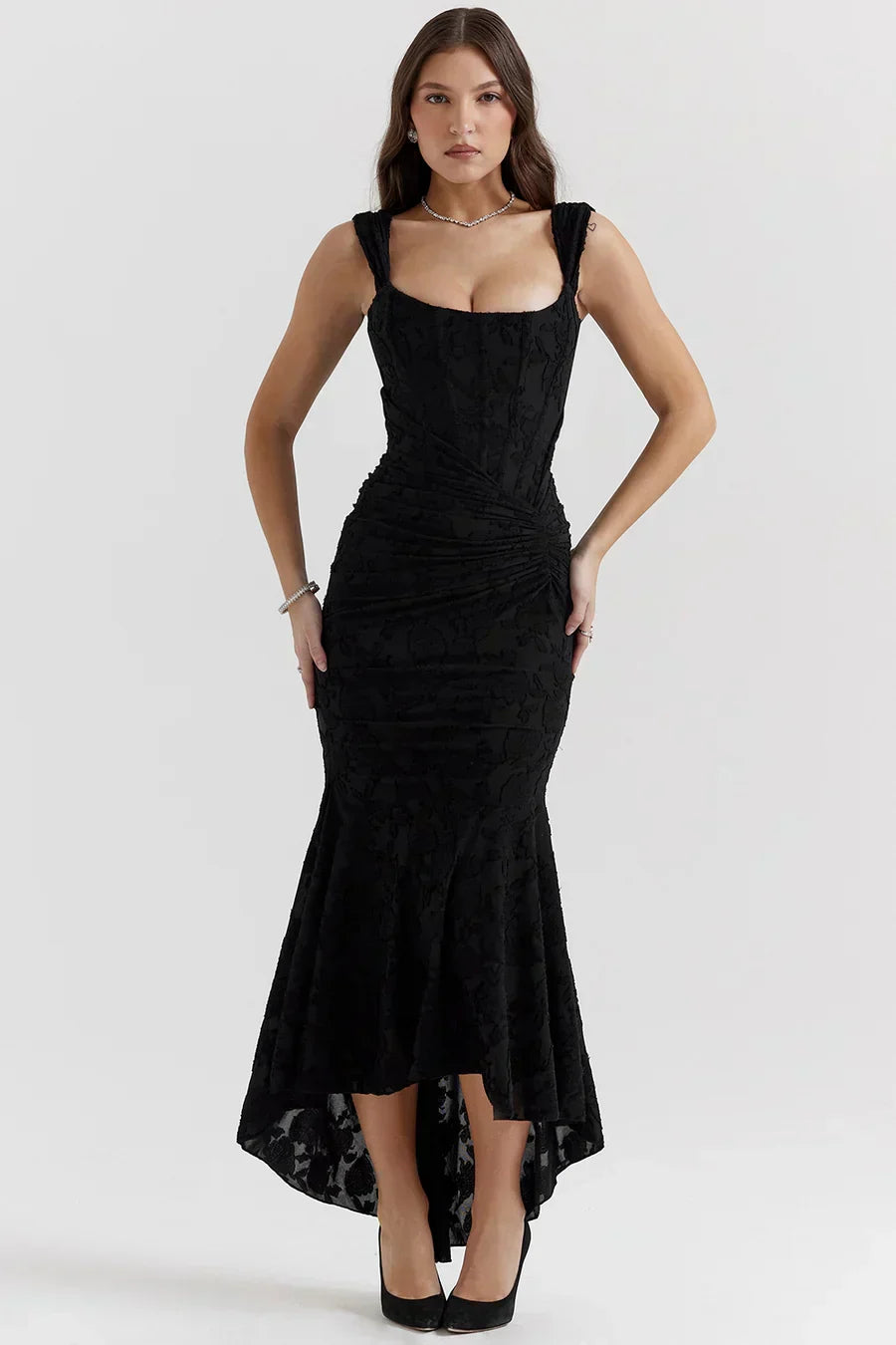 Kvinnors Off Shoulder Korsett Aftonklänning Maxi
