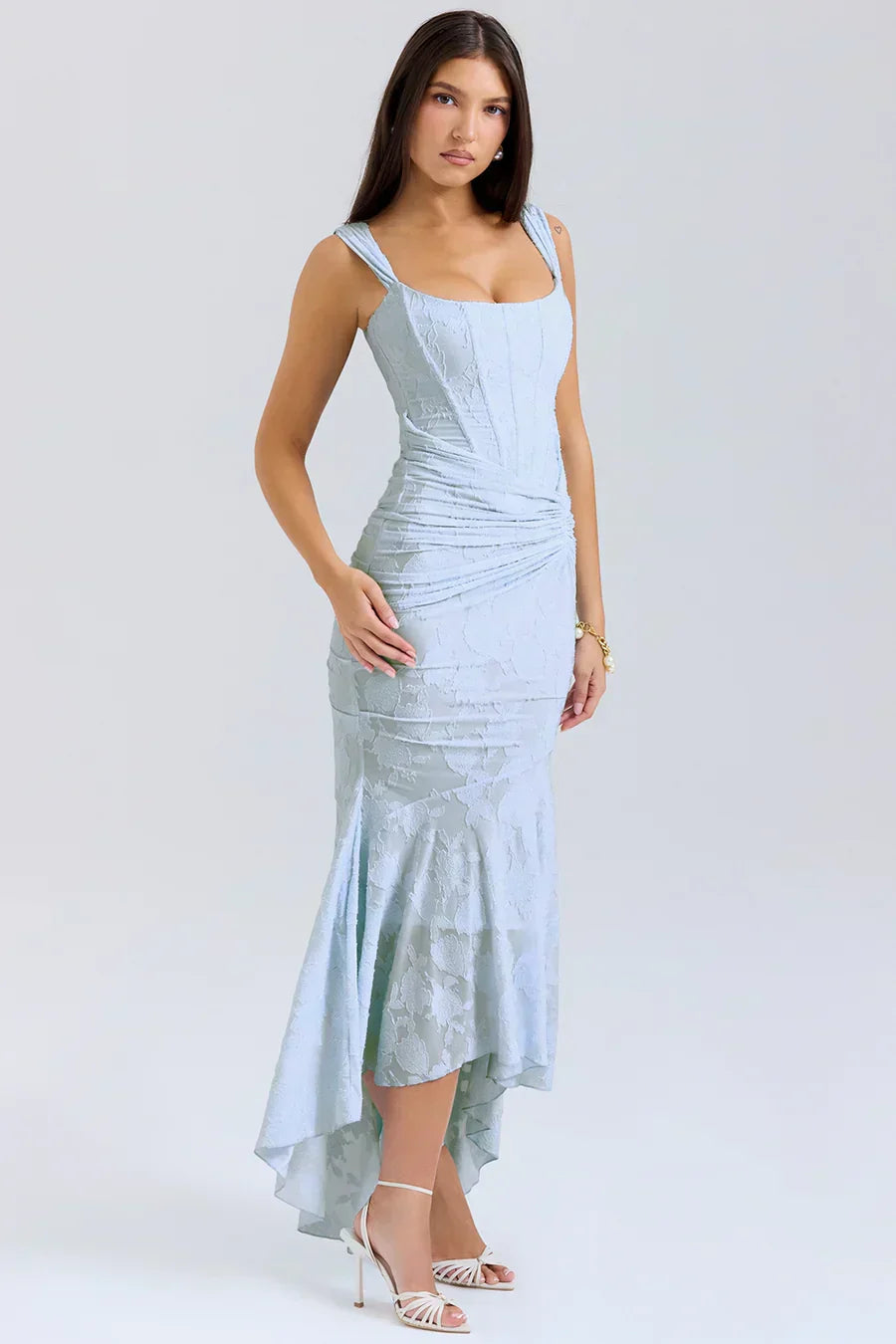 Kvinnors Off Shoulder Korsett Aftonklänning Maxi