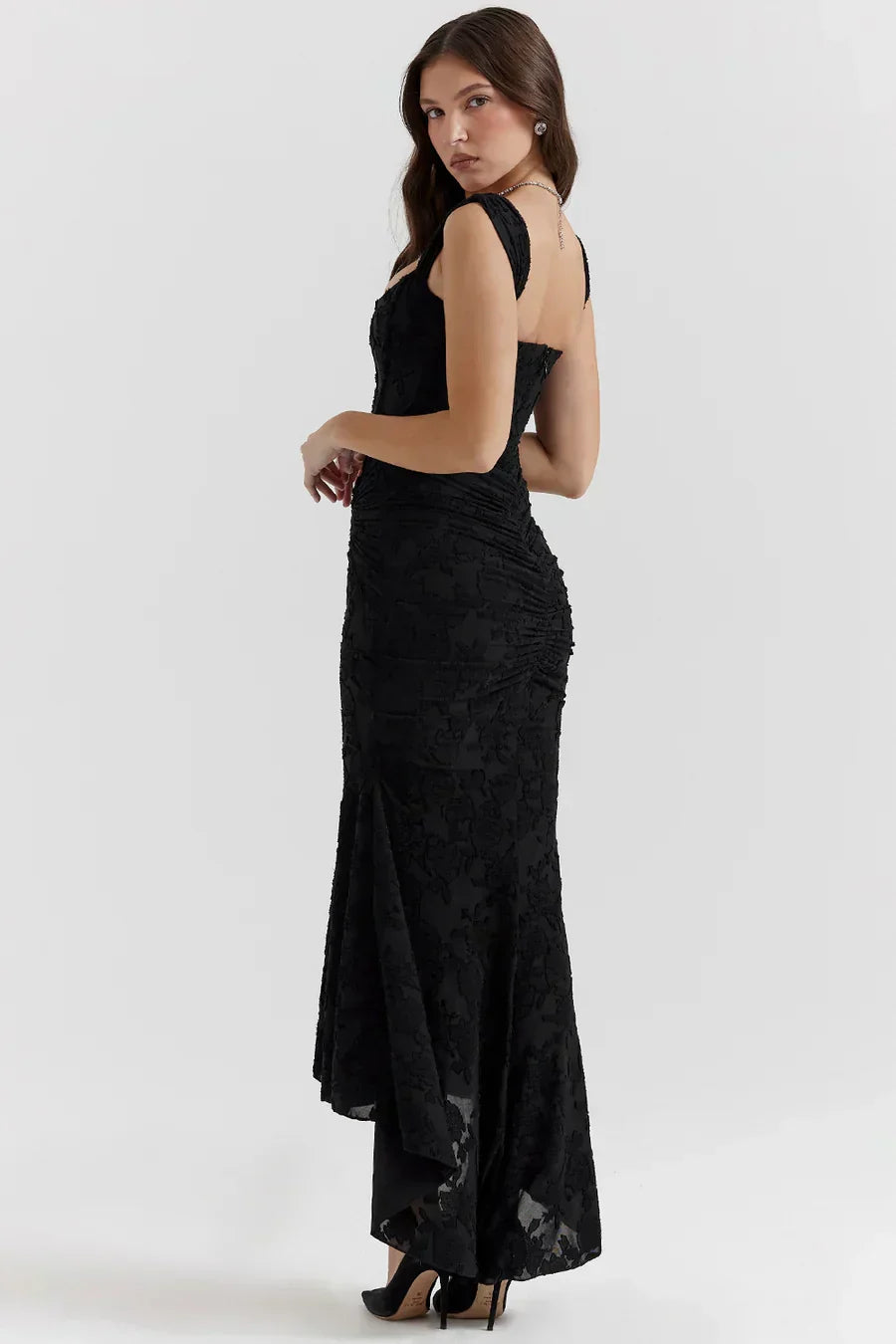Kvinnors Off Shoulder Korsett Aftonklänning Maxi