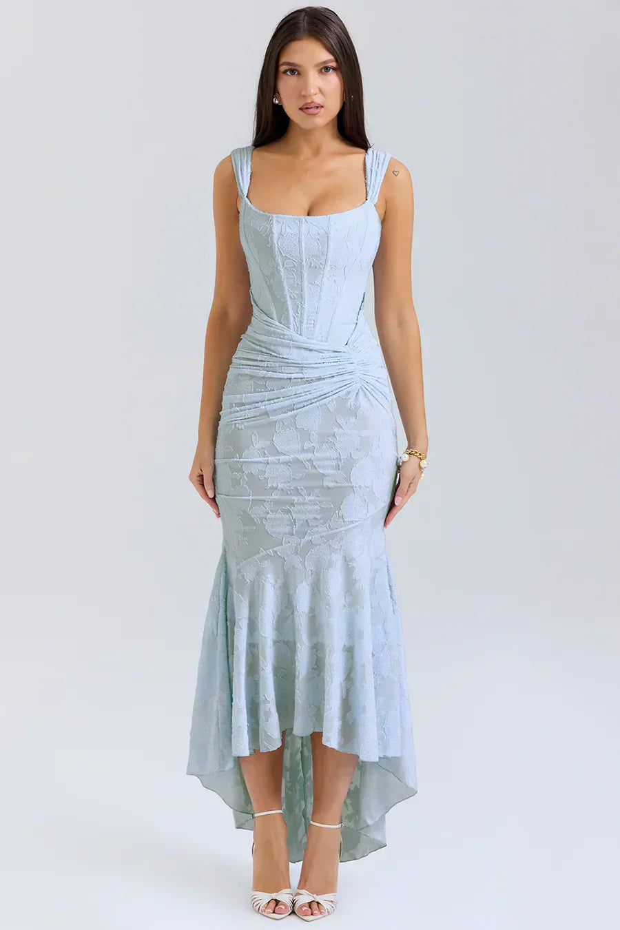 Kvinnors Off Shoulder Korsett Aftonklänning Maxi