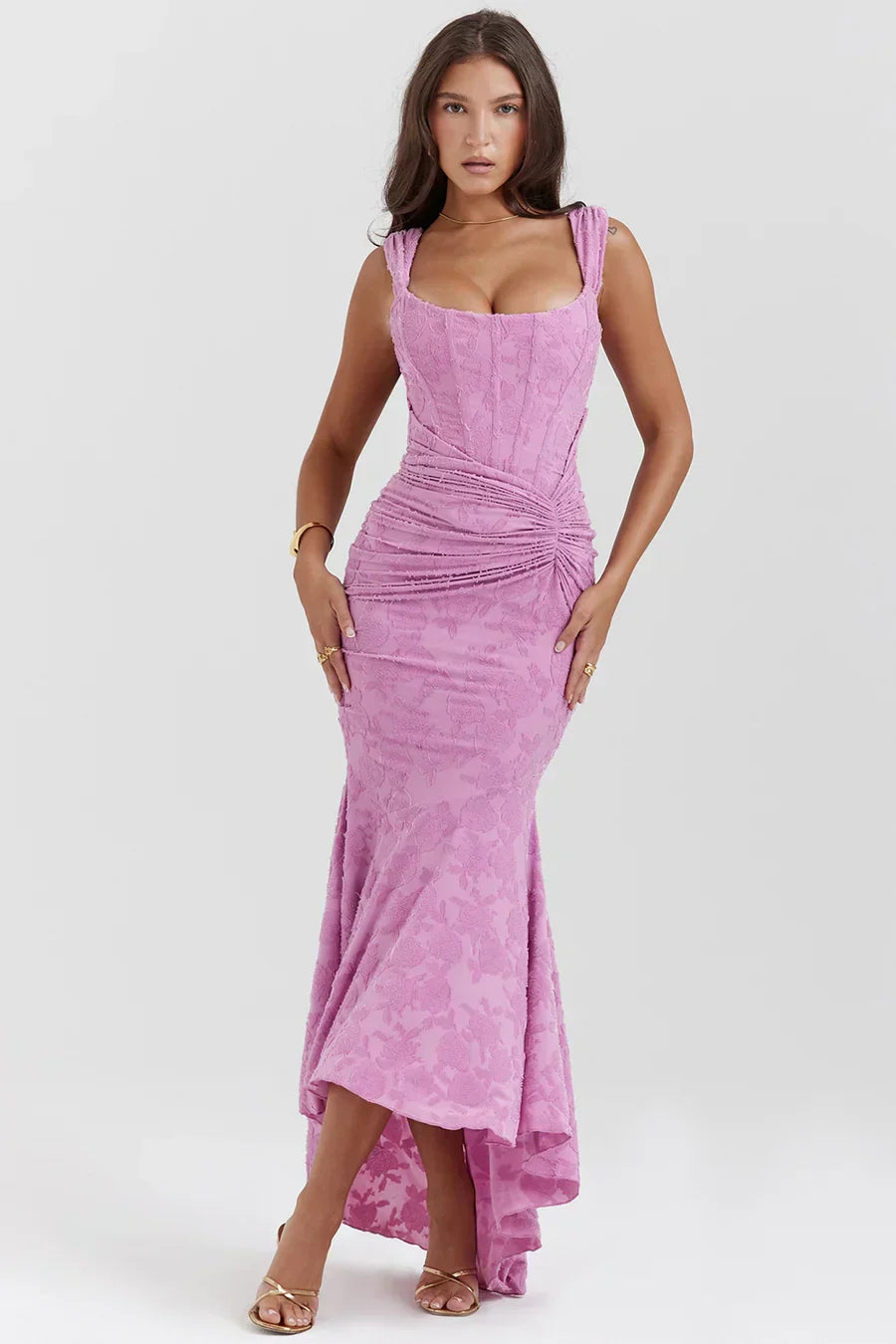 Kvinnors Off Shoulder Korsett Aftonklänning Maxi
