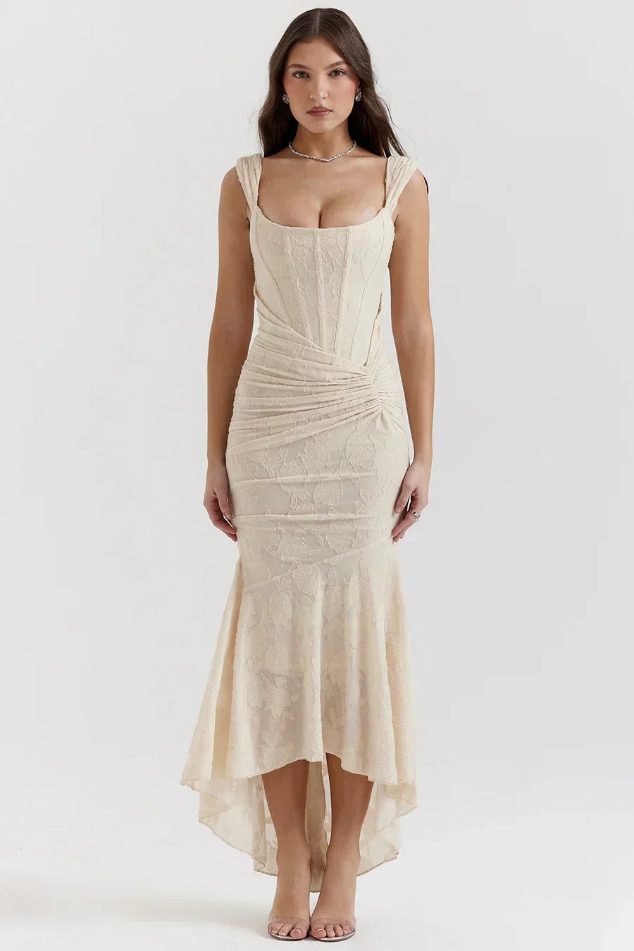 Kvinnors Off Shoulder Korsett Aftonklänning Maxi