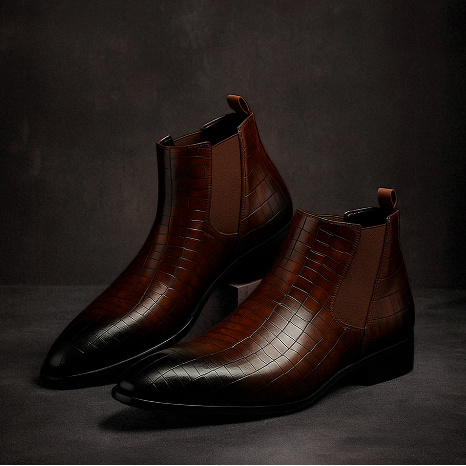 Herr Chelsea Boots Ormskinnsstruktur Dämpad Innersula Slip-On