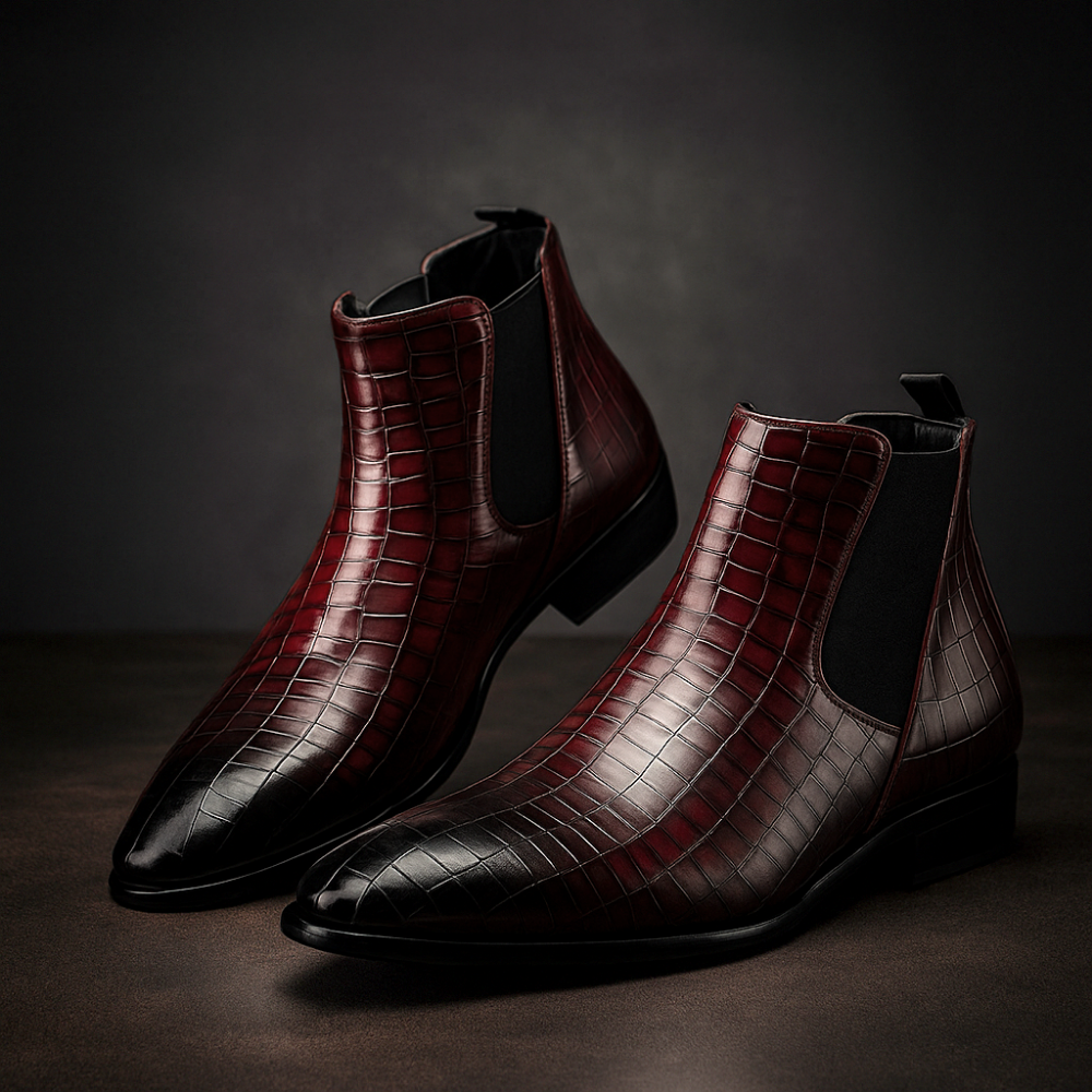 Herr Chelsea Boots Ormskinnsstruktur Dämpad Innersula Slip-On