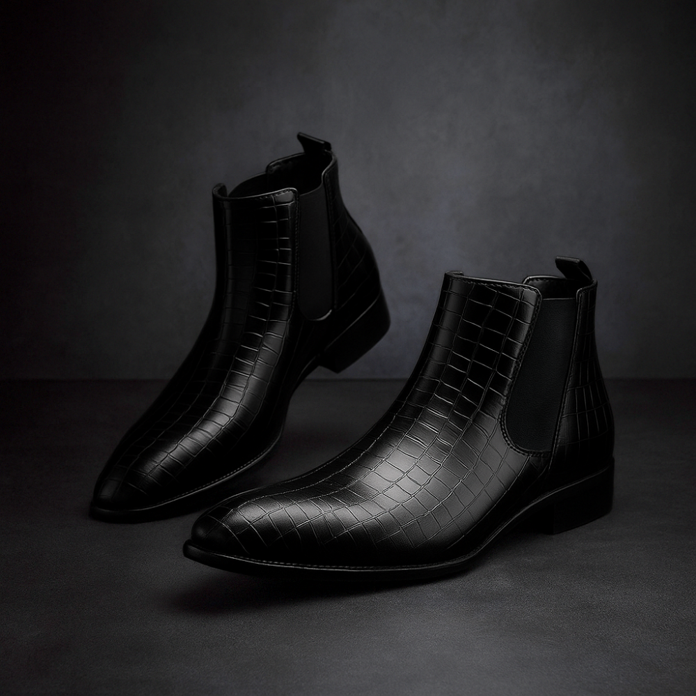 Herr Chelsea Boots Ormskinnsstruktur Dämpad Innersula Slip-On