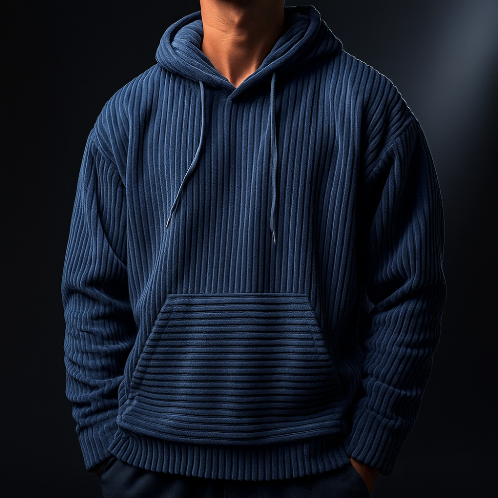 Hoodie för Herr med Strukturerad Yta och Avslappnad Passform