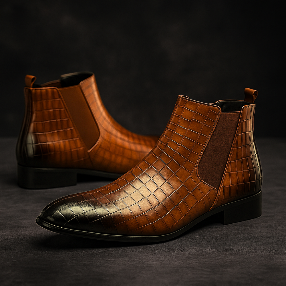 Herr Chelsea Boots Ormskinnsstruktur Dämpad Innersula Slip-On