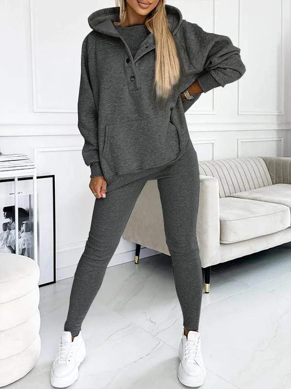 Loungewear-Set För Kvinnor Med Långärmad Topp Och Byxor Med Resår I Midjan
