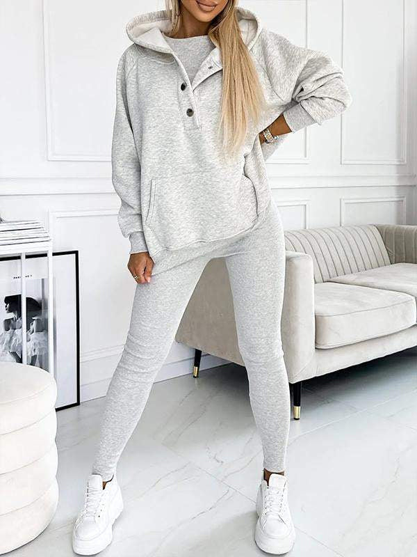Loungewear-Set För Kvinnor Med Långärmad Topp Och Byxor Med Resår I Midjan