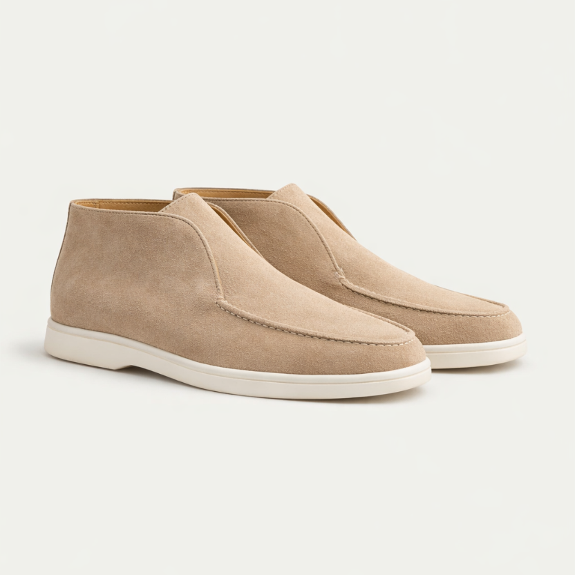 Herrloafers I Mocka Med Höga Slip-On-Detaljer Och Elastiska Sidopaneler