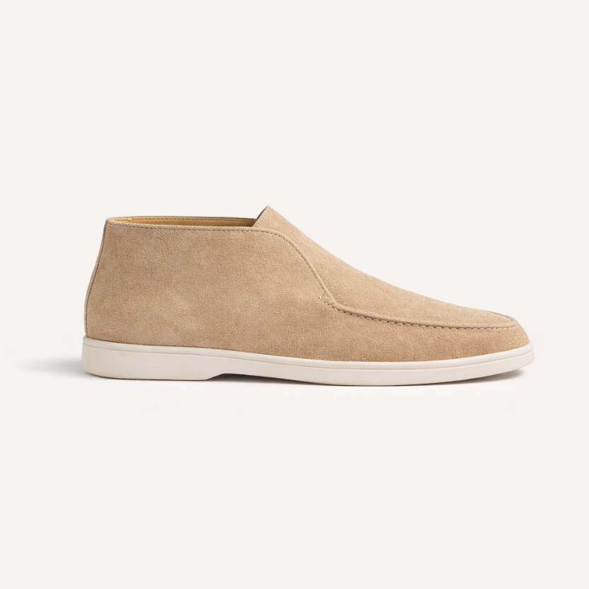Herrloafers I Mocka Med Höga Slip-On-Detaljer Och Elastiska Sidopaneler