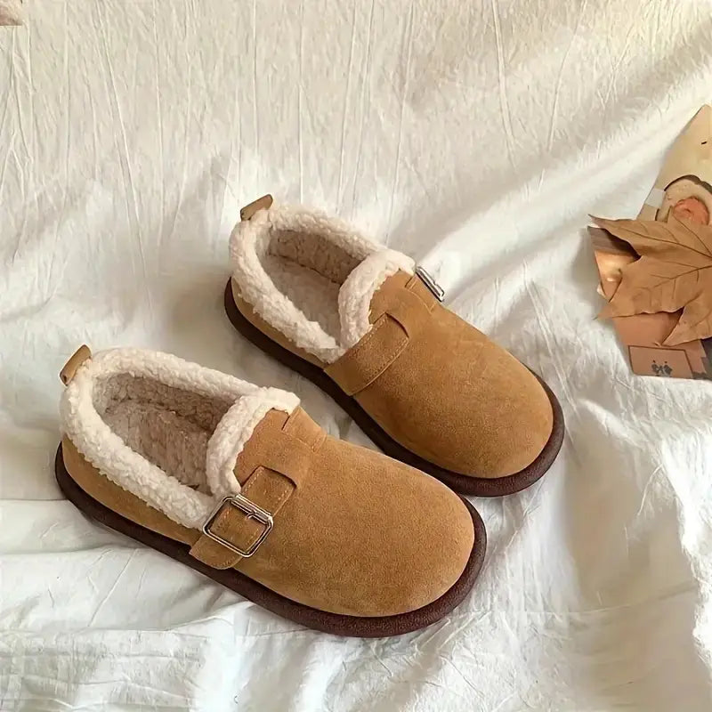 Slip-On-Skor För Kvinnor I Vinterstil Med Plyschfoder Och Stöd
