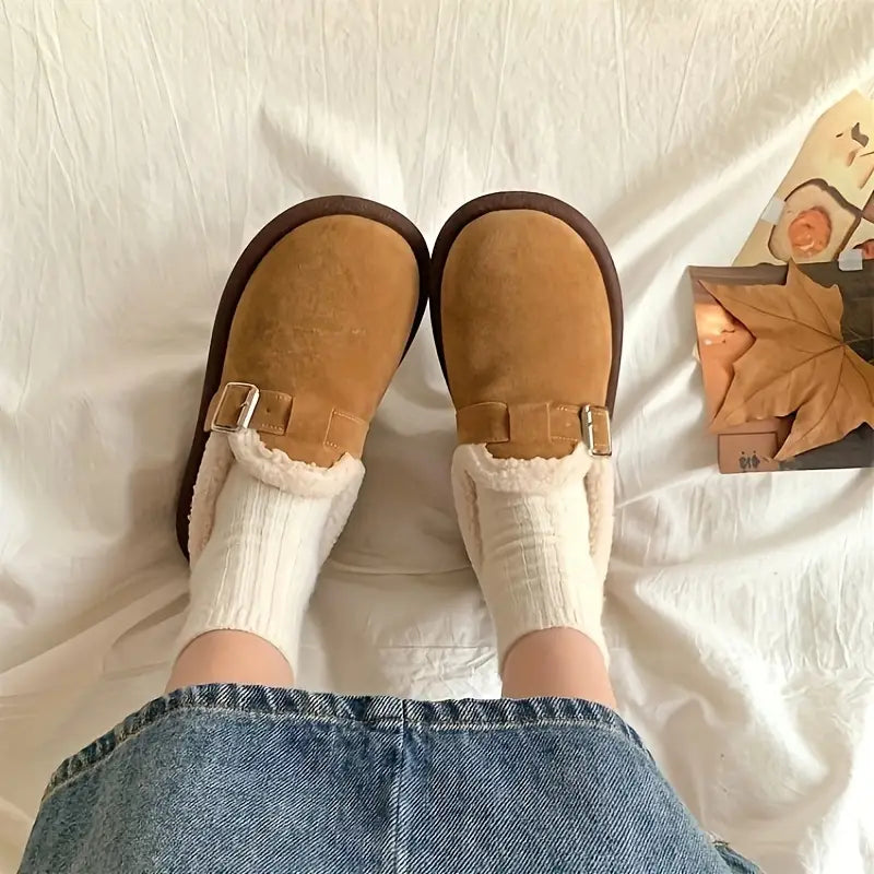 Slip-On-Skor För Kvinnor I Vinterstil Med Plyschfoder Och Stöd
