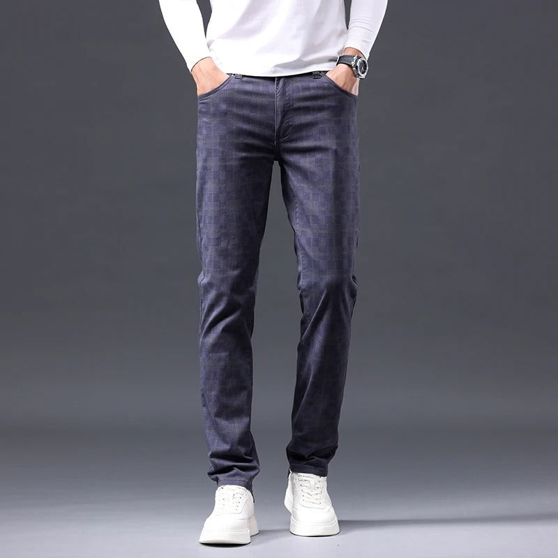 Herrrutiga Byxor Slim Fit Dragkedja Gylf