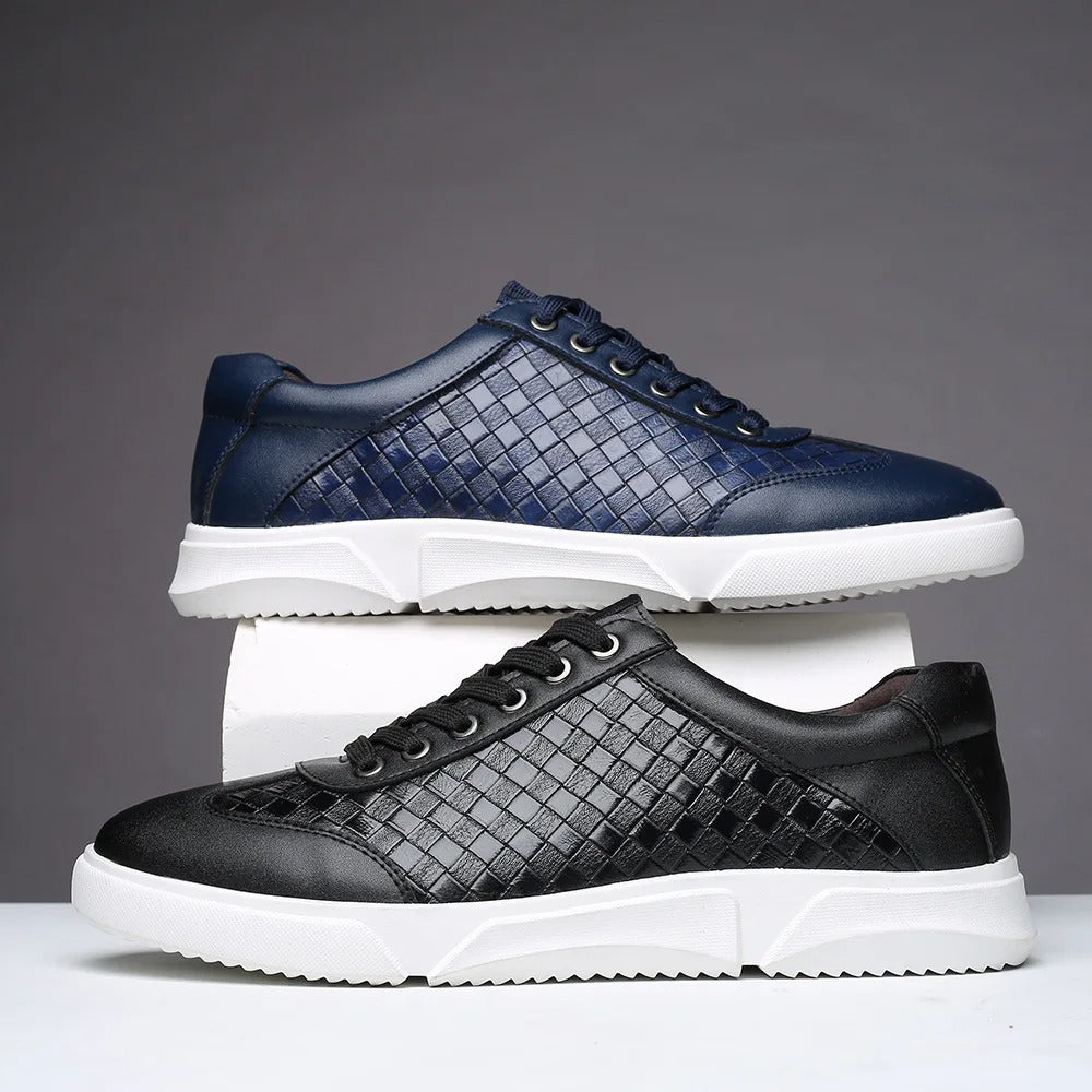 Herr Slip-On Sneakers Med Rutig Ovansida Och Dämpad Innersula