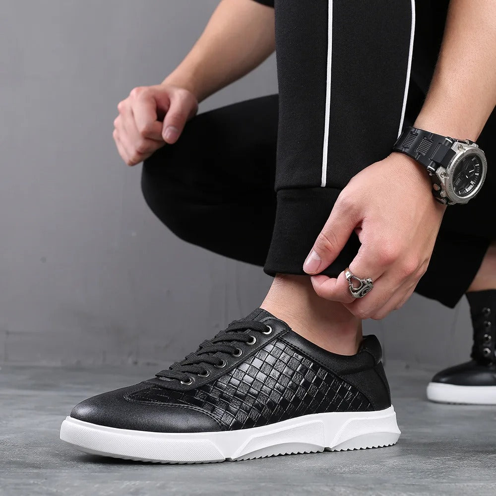 Herr Slip-On Sneakers Med Rutig Ovansida Och Dämpad Innersula