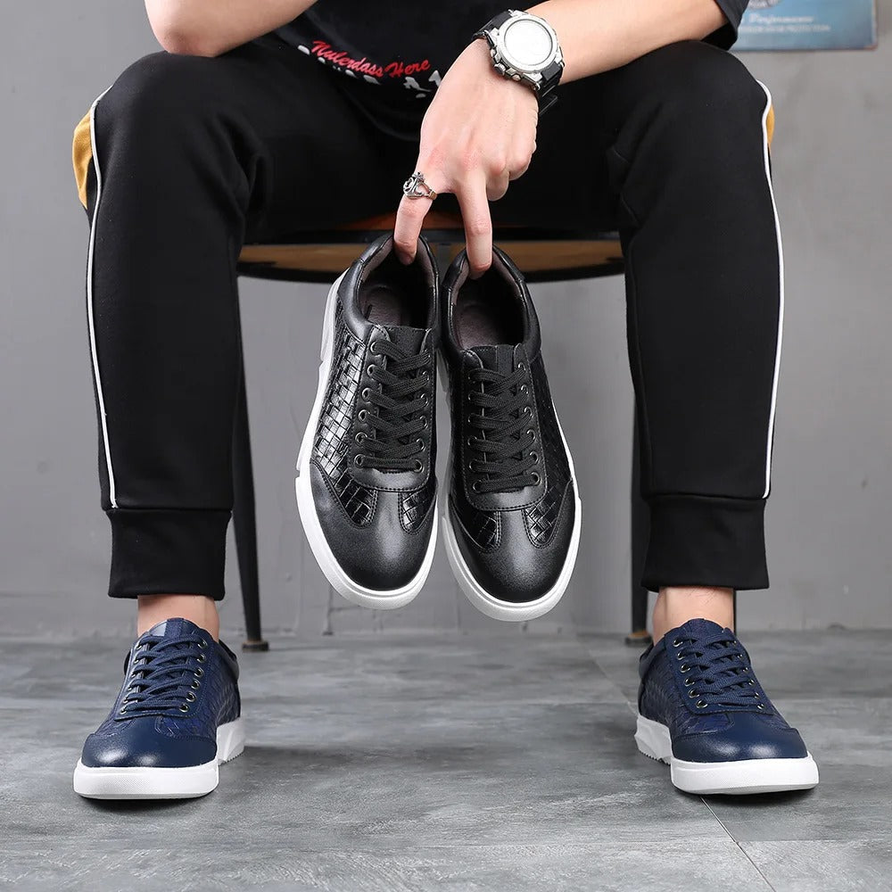 Herr Slip-On Sneakers Med Rutig Ovansida Och Dämpad Innersula