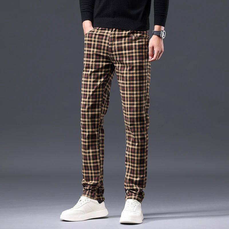 Herrrutiga Byxor Slim Fit Dragkedja Gylf