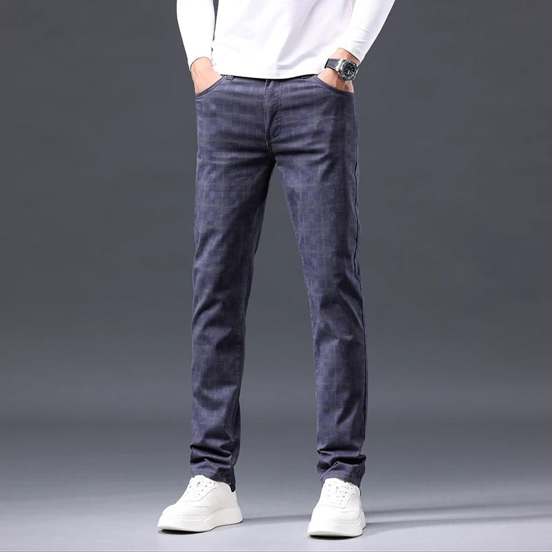 Herrrutiga Byxor Slim Fit Dragkedja Gylf
