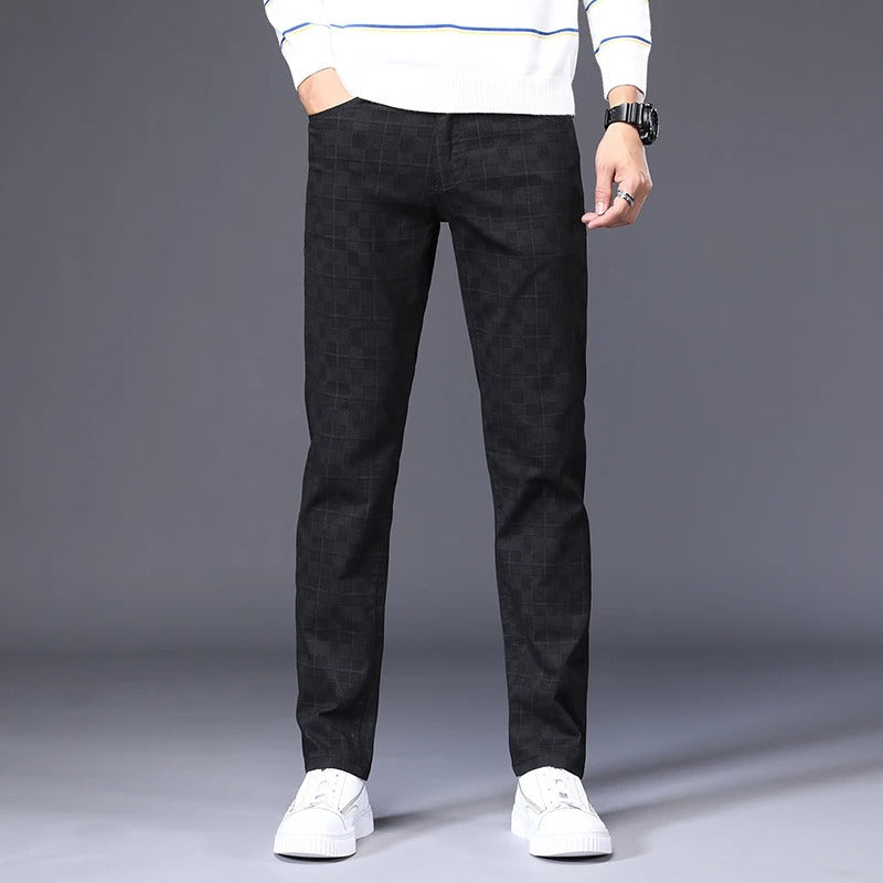 Herrrutiga Byxor Slim Fit Dragkedja Gylf