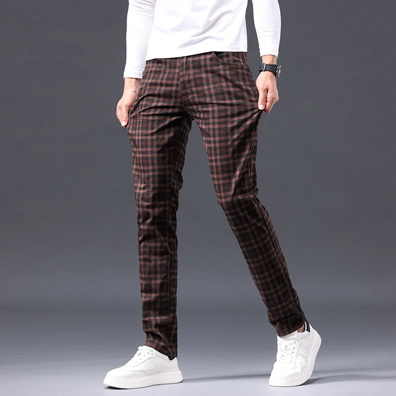 Herrrutiga Byxor Slim Fit Dragkedja Gylf