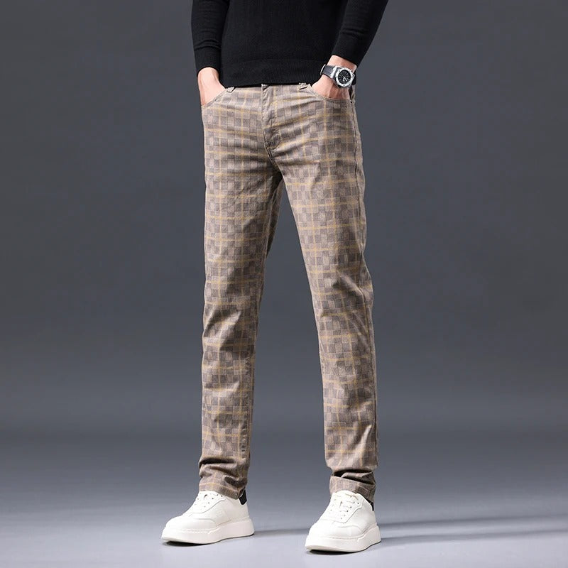 Herrrutiga Byxor Slim Fit Dragkedja Gylf
