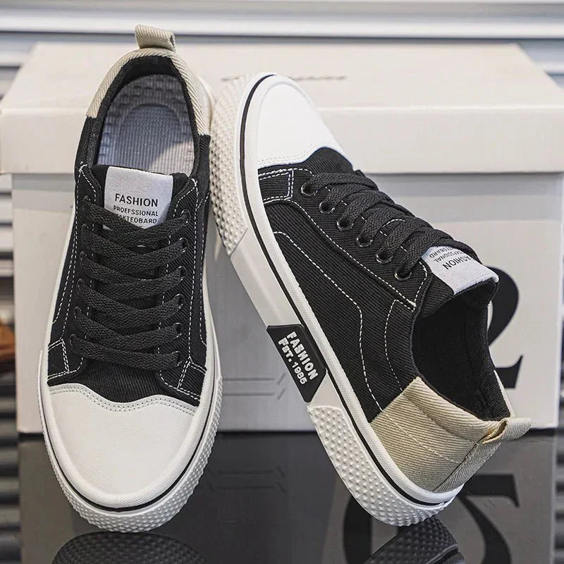 Herr Sneakers Med Canvas Ovandel Och Gummisula