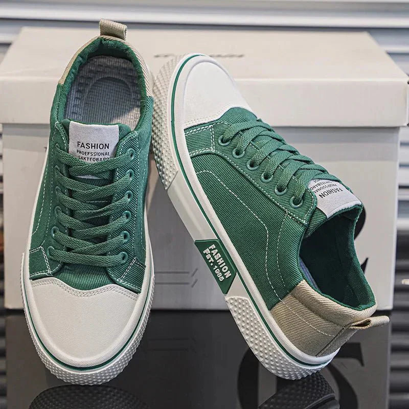 Herr Sneakers Med Canvas Ovandel Och Gummisula