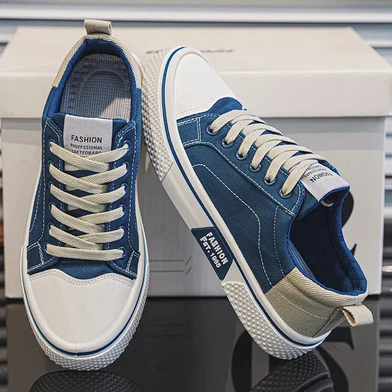 Herr Sneakers Med Canvas Ovandel Och Gummisula