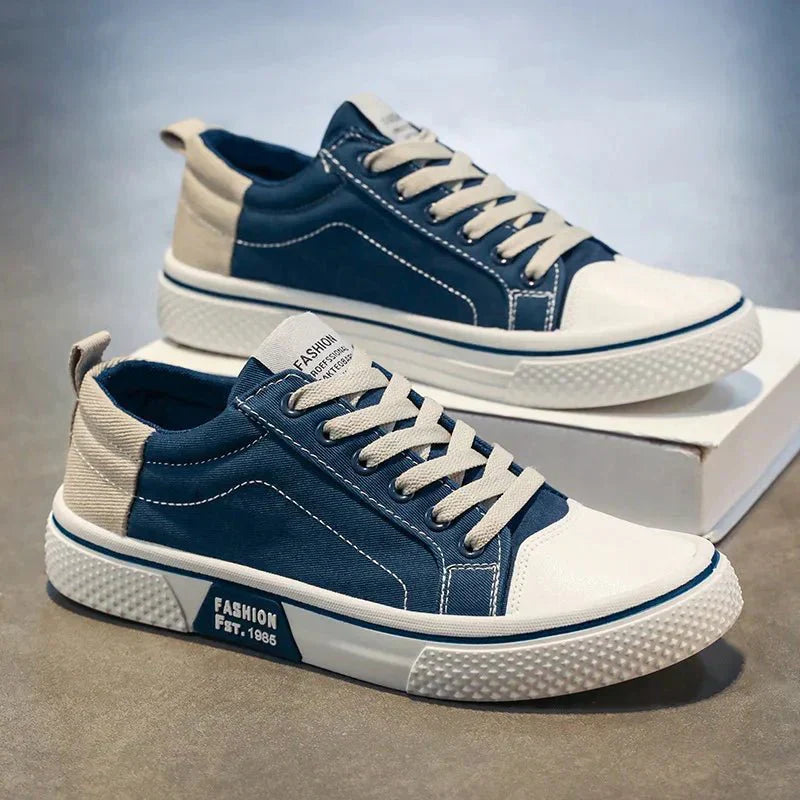 Herr Sneakers Med Canvas Ovandel Och Gummisula